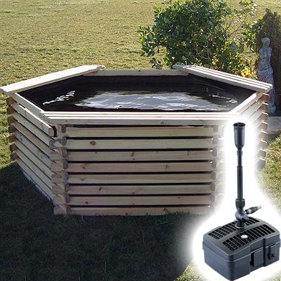 Norlog Instalog Raised Wooden Pond (400 Gallons) + UV Pump Thumbnail Image