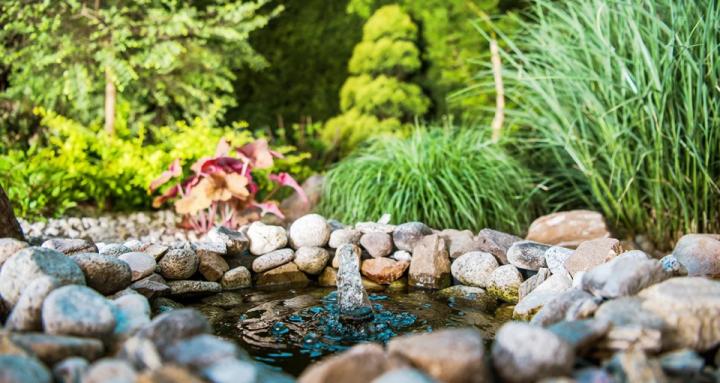 pebbled raised garden pond ideas